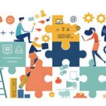 Illustration dessinée représentant l'apprentissage et l'acquisition de compétences liés au passeport prévention.