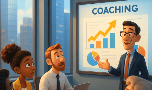 Illustration d'un formateur durant un atelier soft skills.