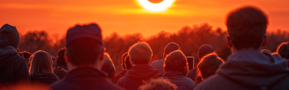 Salariés équipés de lunettes de protection oculaire réglementaires observant une éclipse
